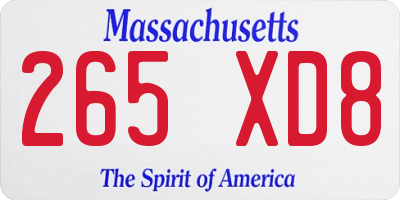 MA license plate 265XD8