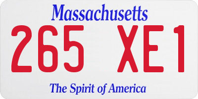 MA license plate 265XE1