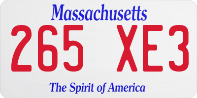 MA license plate 265XE3