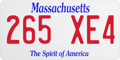 MA license plate 265XE4