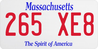 MA license plate 265XE8