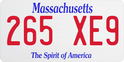 MA license plate 265XE9