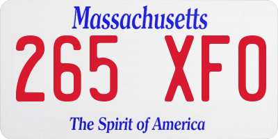 MA license plate 265XF0