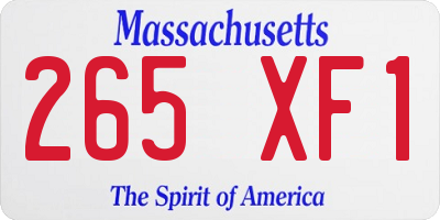 MA license plate 265XF1