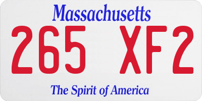 MA license plate 265XF2