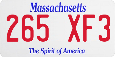 MA license plate 265XF3