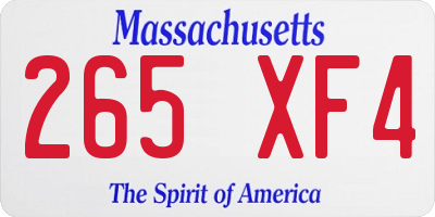 MA license plate 265XF4