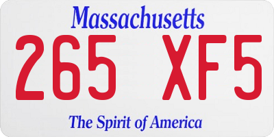MA license plate 265XF5