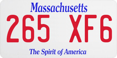 MA license plate 265XF6