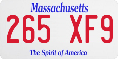 MA license plate 265XF9
