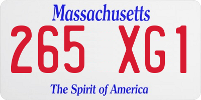 MA license plate 265XG1