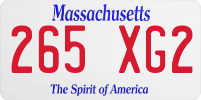 MA license plate 265XG2