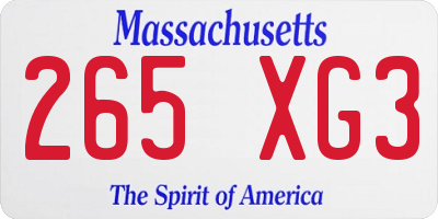 MA license plate 265XG3
