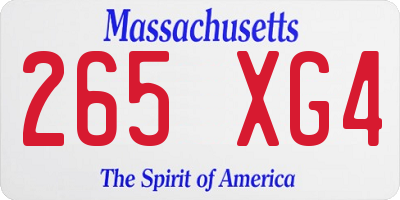 MA license plate 265XG4
