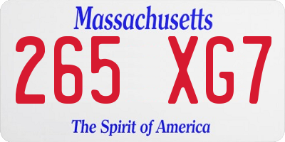 MA license plate 265XG7