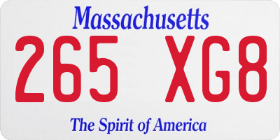 MA license plate 265XG8