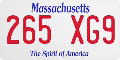 MA license plate 265XG9