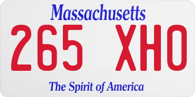 MA license plate 265XH0