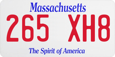 MA license plate 265XH8