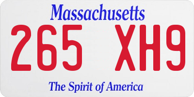 MA license plate 265XH9