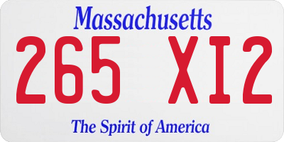 MA license plate 265XI2