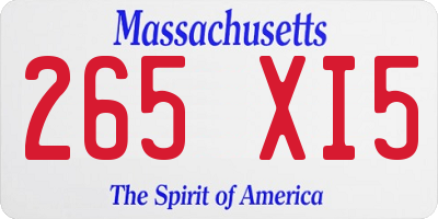 MA license plate 265XI5
