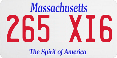 MA license plate 265XI6