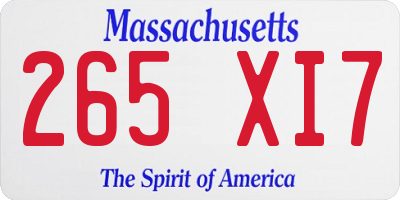 MA license plate 265XI7