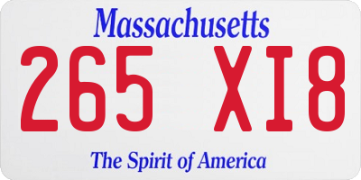 MA license plate 265XI8