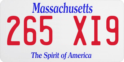 MA license plate 265XI9