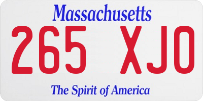 MA license plate 265XJ0