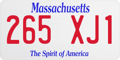 MA license plate 265XJ1