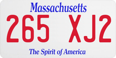 MA license plate 265XJ2