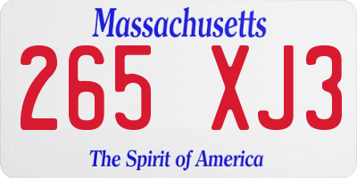 MA license plate 265XJ3