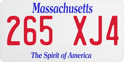 MA license plate 265XJ4