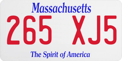 MA license plate 265XJ5