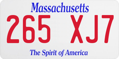 MA license plate 265XJ7