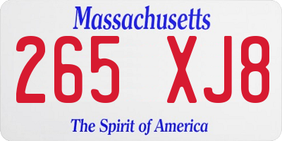 MA license plate 265XJ8