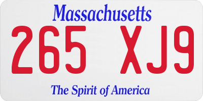 MA license plate 265XJ9