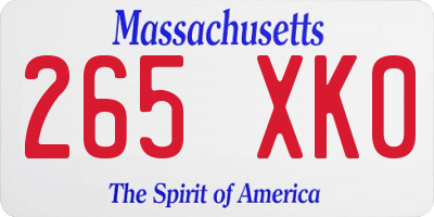 MA license plate 265XK0