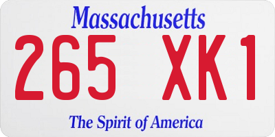 MA license plate 265XK1