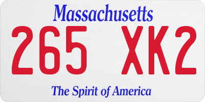 MA license plate 265XK2