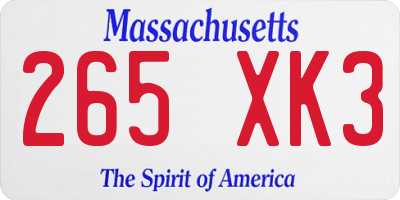 MA license plate 265XK3