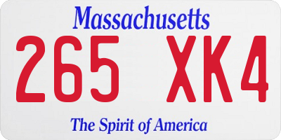 MA license plate 265XK4