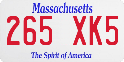 MA license plate 265XK5
