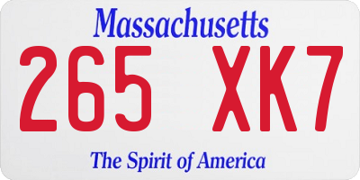 MA license plate 265XK7