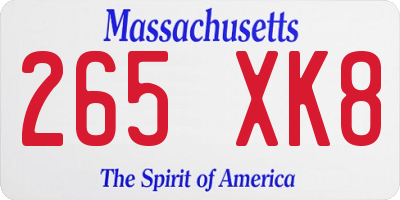 MA license plate 265XK8