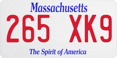 MA license plate 265XK9