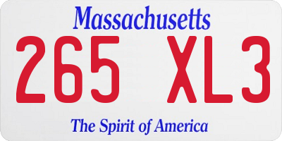 MA license plate 265XL3