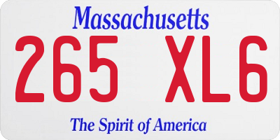 MA license plate 265XL6